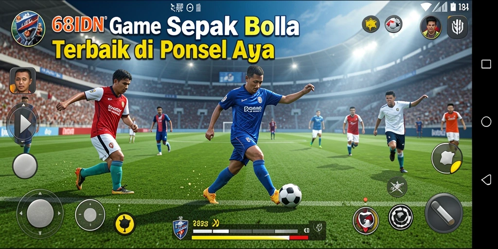 Tampilan gameplay mendebarkan dari 68IDN dengan aksi sepak bola nyata.