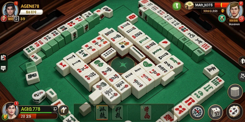 Tampilan gameplay seru AGEN878 dengan ubin Mahjong yang berwarna-warni.