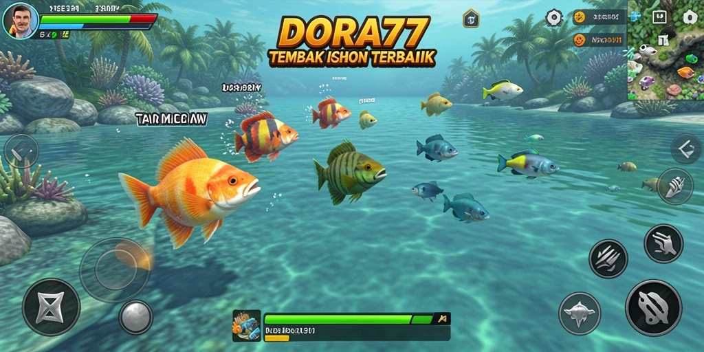 Screenshot utama DORA77 menampilkan aksi seru gameplay Tembak Ikan.