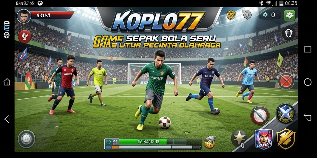 Screenshot KOPLO77 menampilkan aksi seru permainan sepak bola.