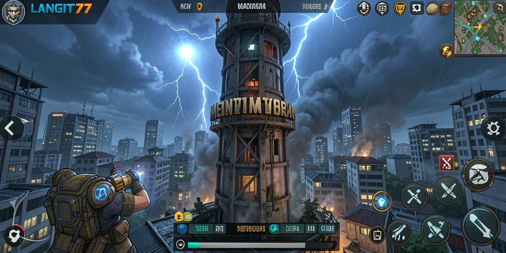 Tampilan menyeramkan dari gameplay Tower Defense di LANGIT77.