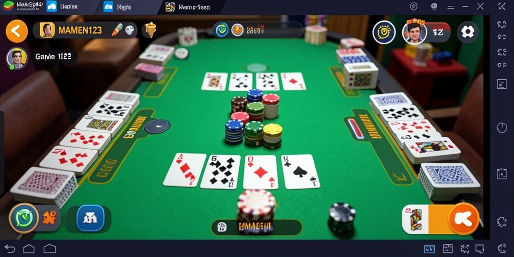 Tampilan menarik dari gameplay MAMEN123 Gaple yang seru.
