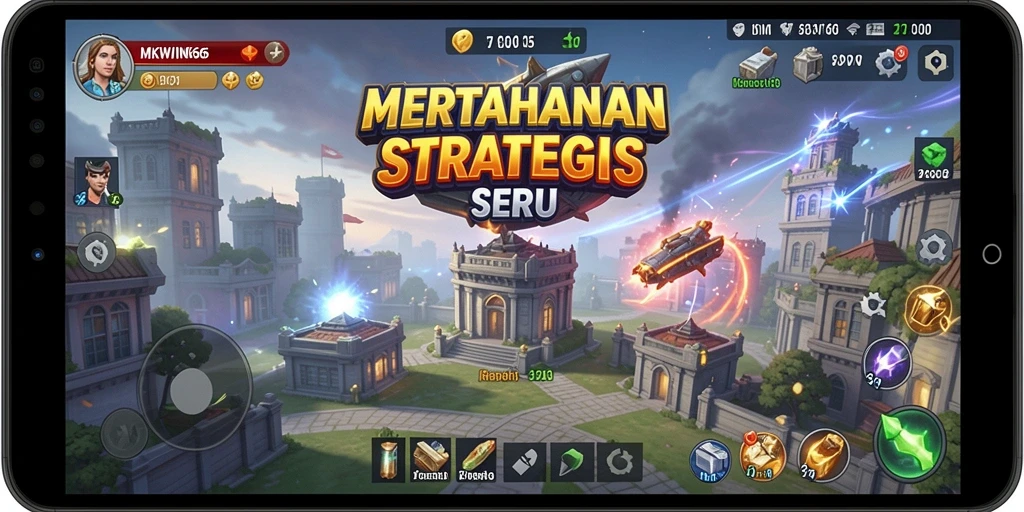 Screenshot gameplay MKWIN666 menampilkan aksi menara pertahanan yang mendebarkan.