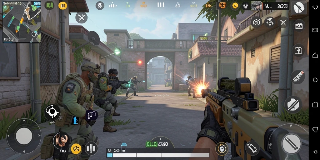 Menampilkan aksi seru dalam gameplay FPS OLLO4D.