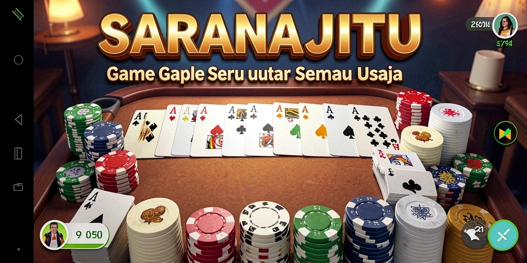 Tampilan gameplay SARANAJITU yang menampilkan keseruan Gaple.